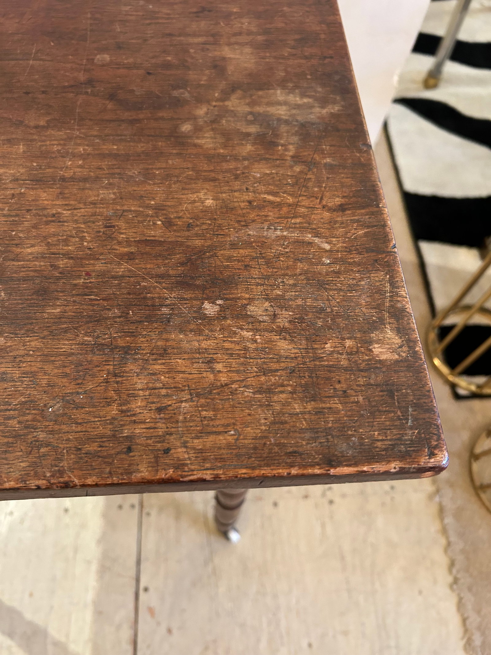 Antique Rustic Side Table With Single Drawer - 3