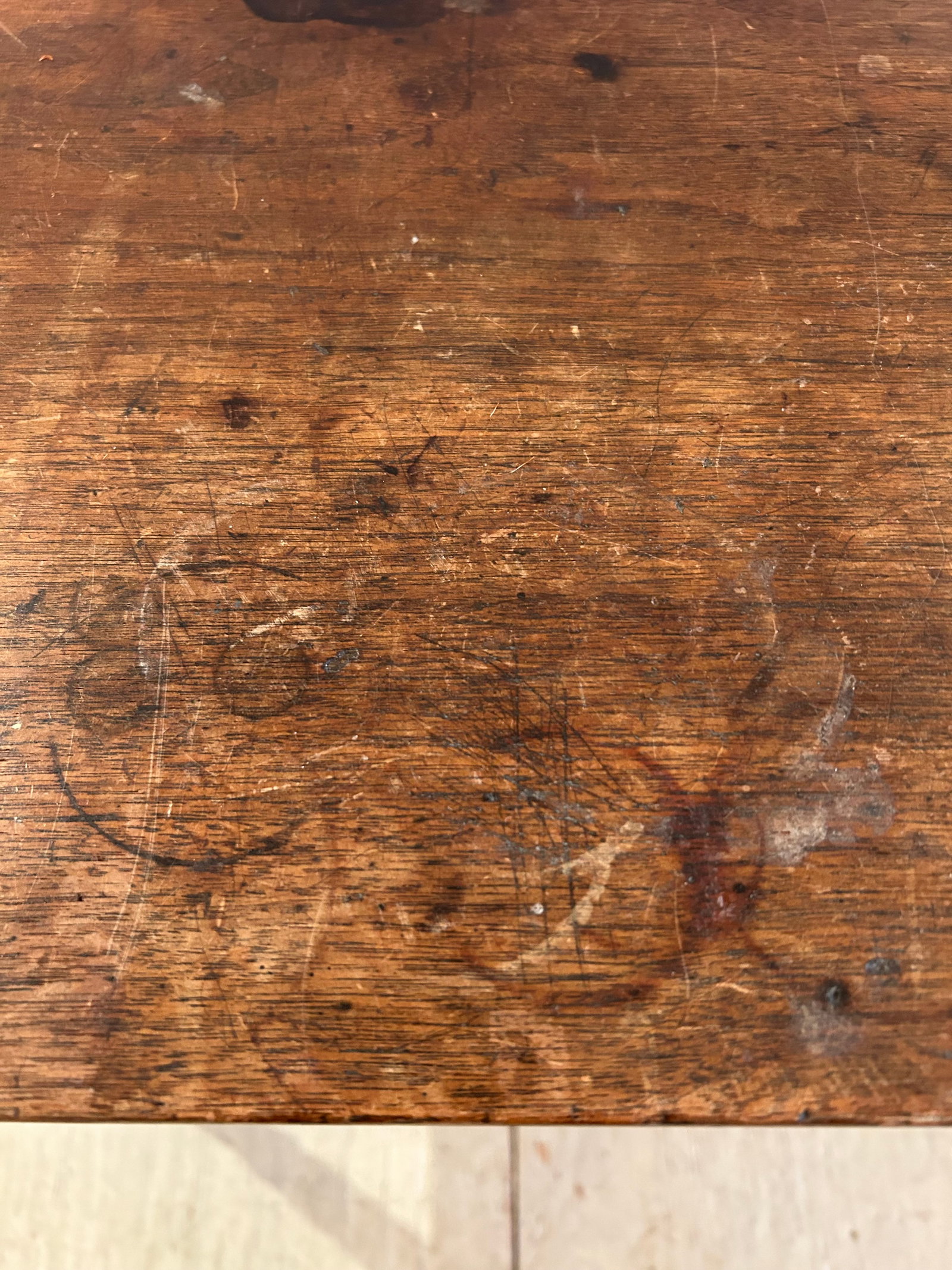 Antique Rustic Side Table With Single Drawer - 4