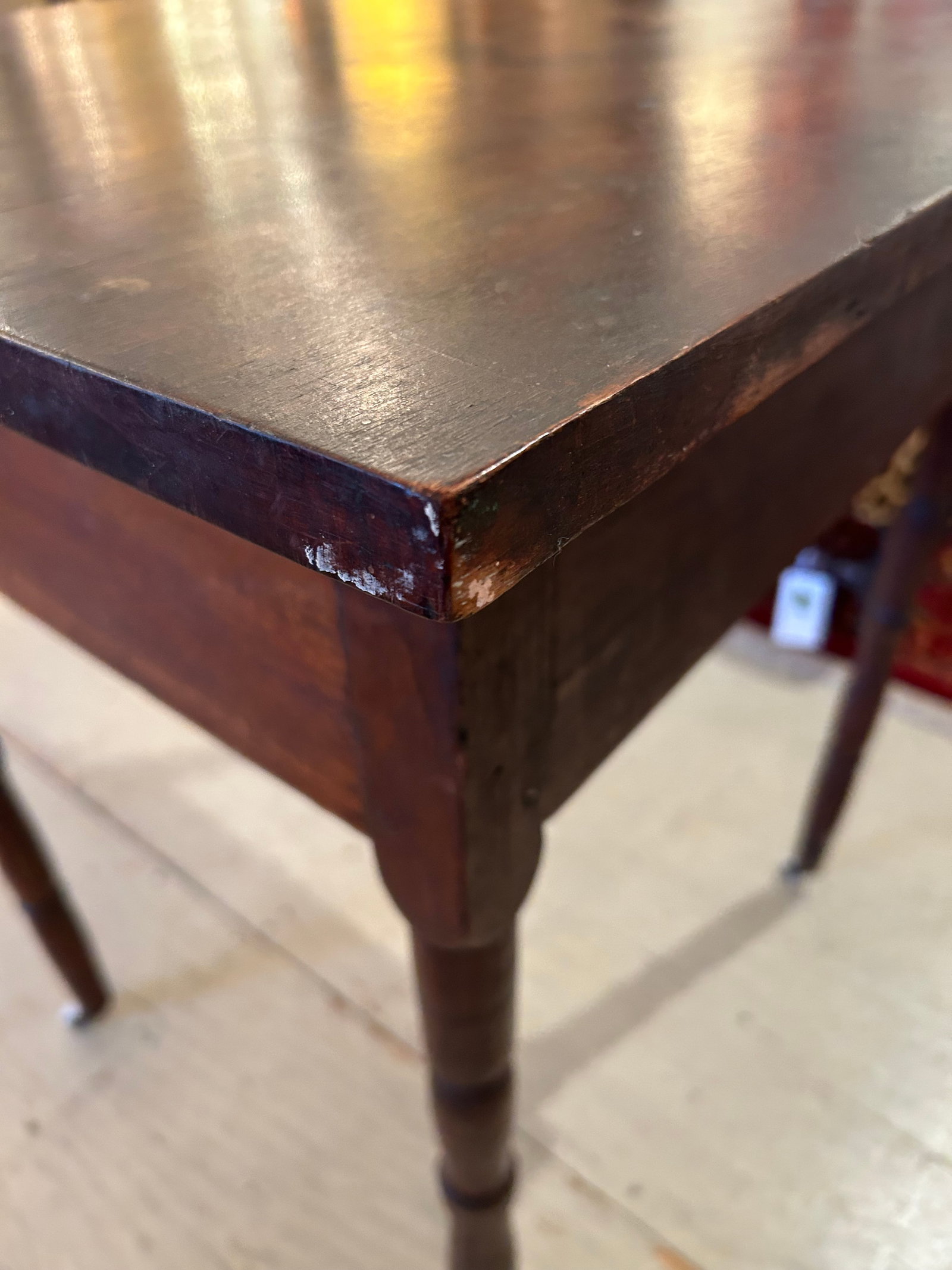 Antique Rustic Side Table With Single Drawer - 7