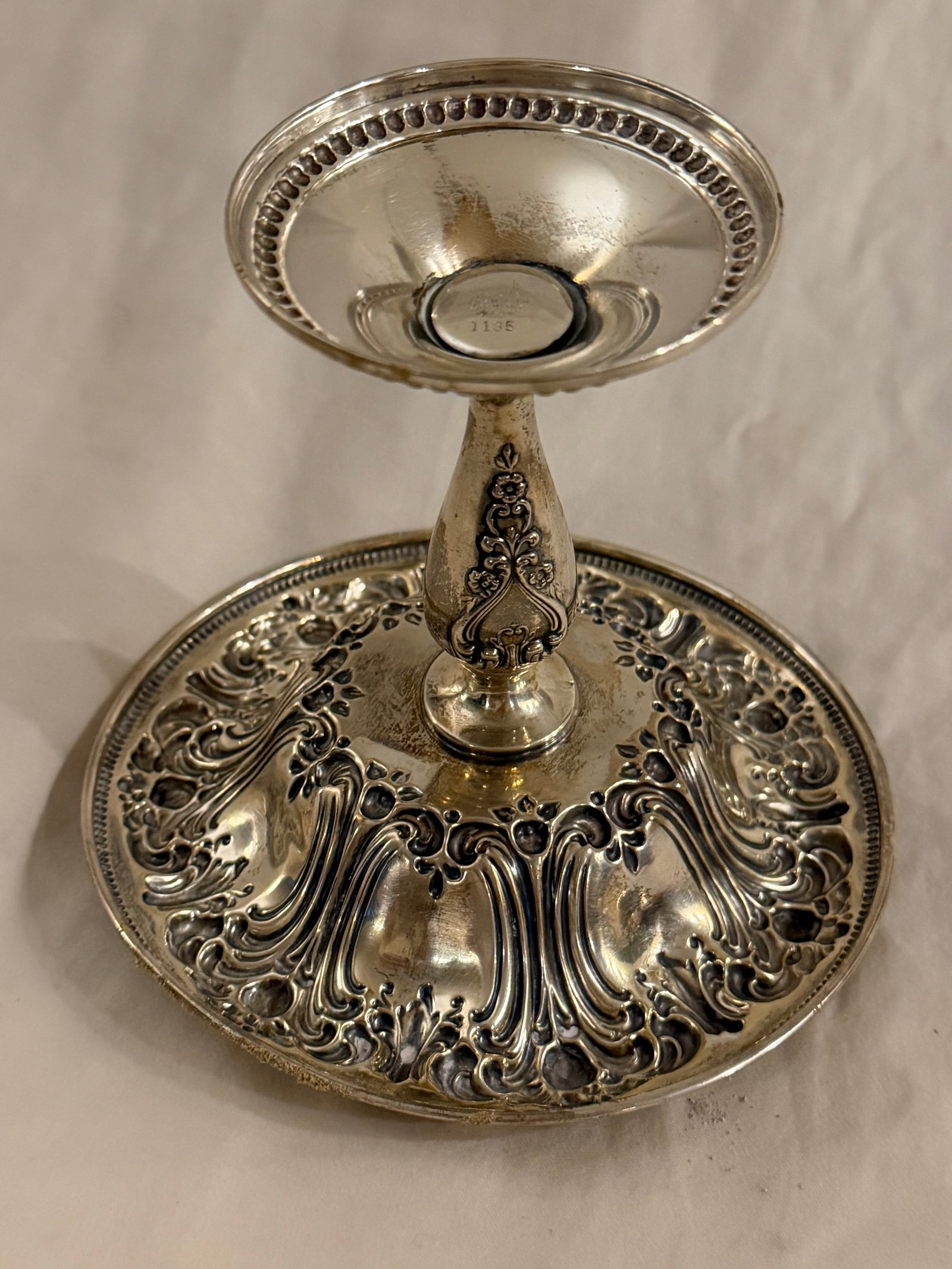Antique Frank M. Whiting Footed Sterling Silver Dish With Floral Design - 4