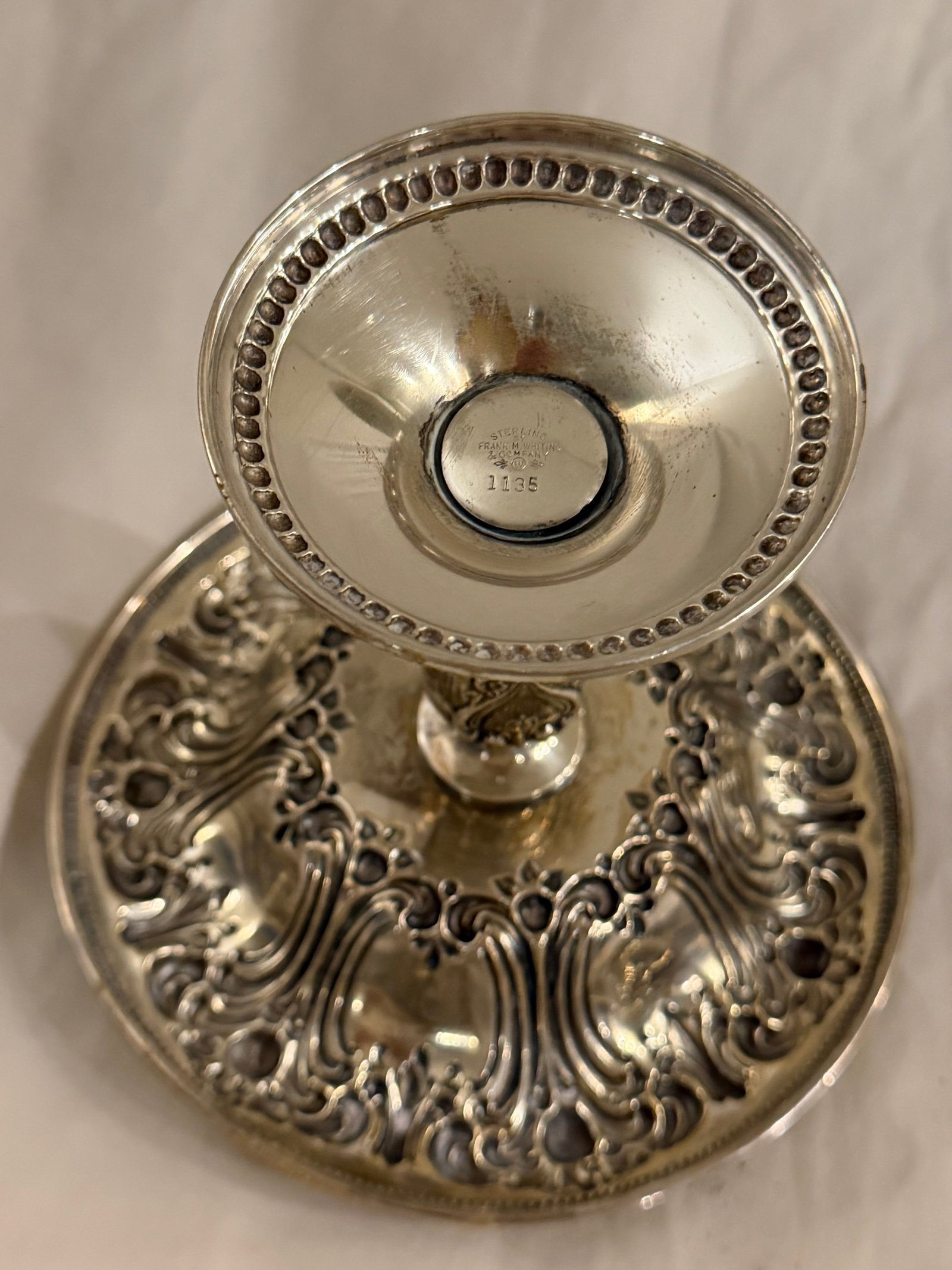 Antique Frank M. Whiting Footed Sterling Silver Dish With Floral Design - 8