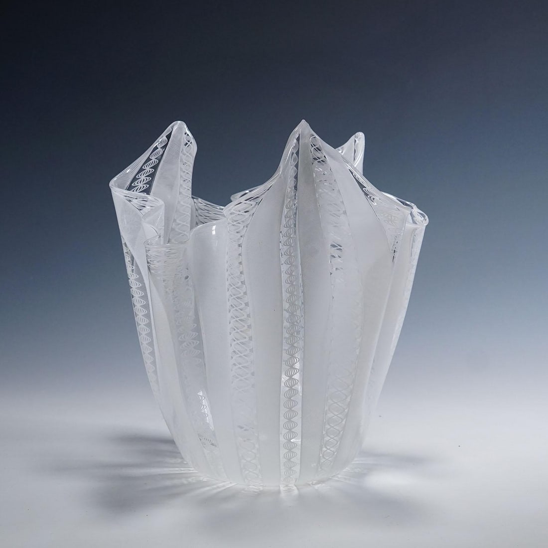 Large Fazzoletto Zanfirico Vase by Fulvio Bianconi for Venini, Venice Murano - 2