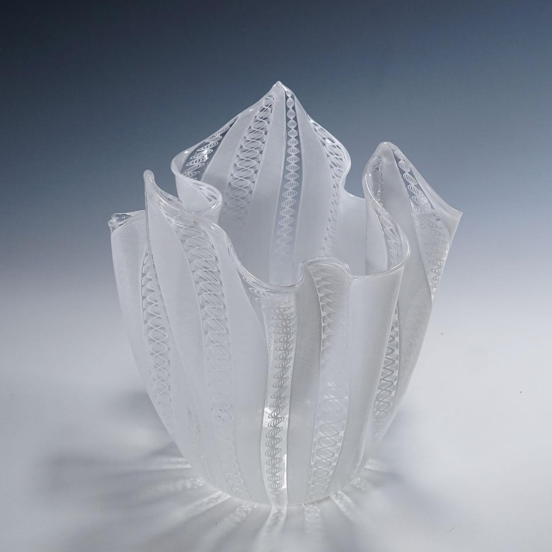 Large Fazzoletto Zanfirico Vase by Fulvio Bianconi for Venini, Venice Murano - 3
