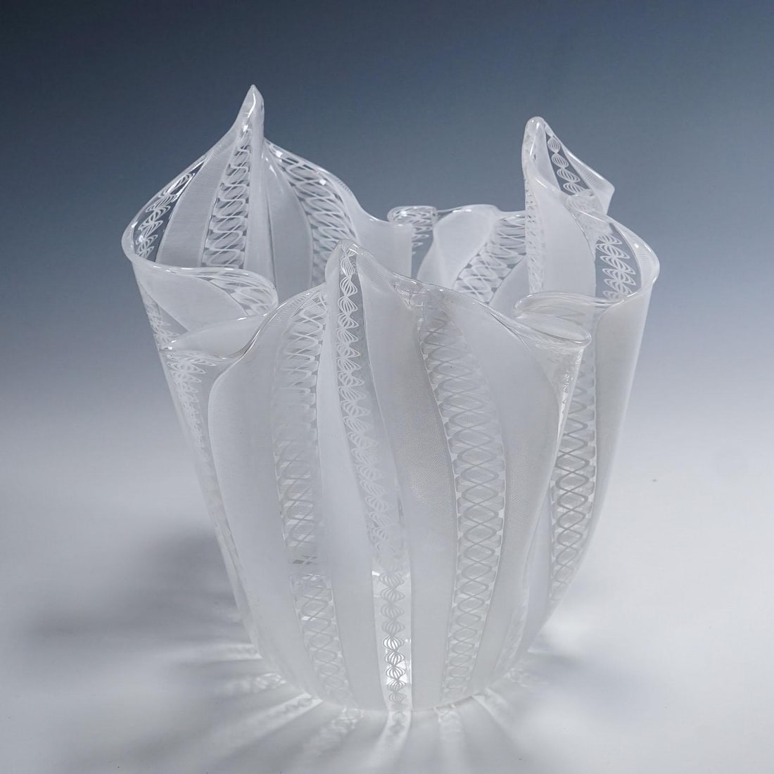 Large Fazzoletto Zanfirico Vase by Fulvio Bianconi for Venini, Venice Murano - 4