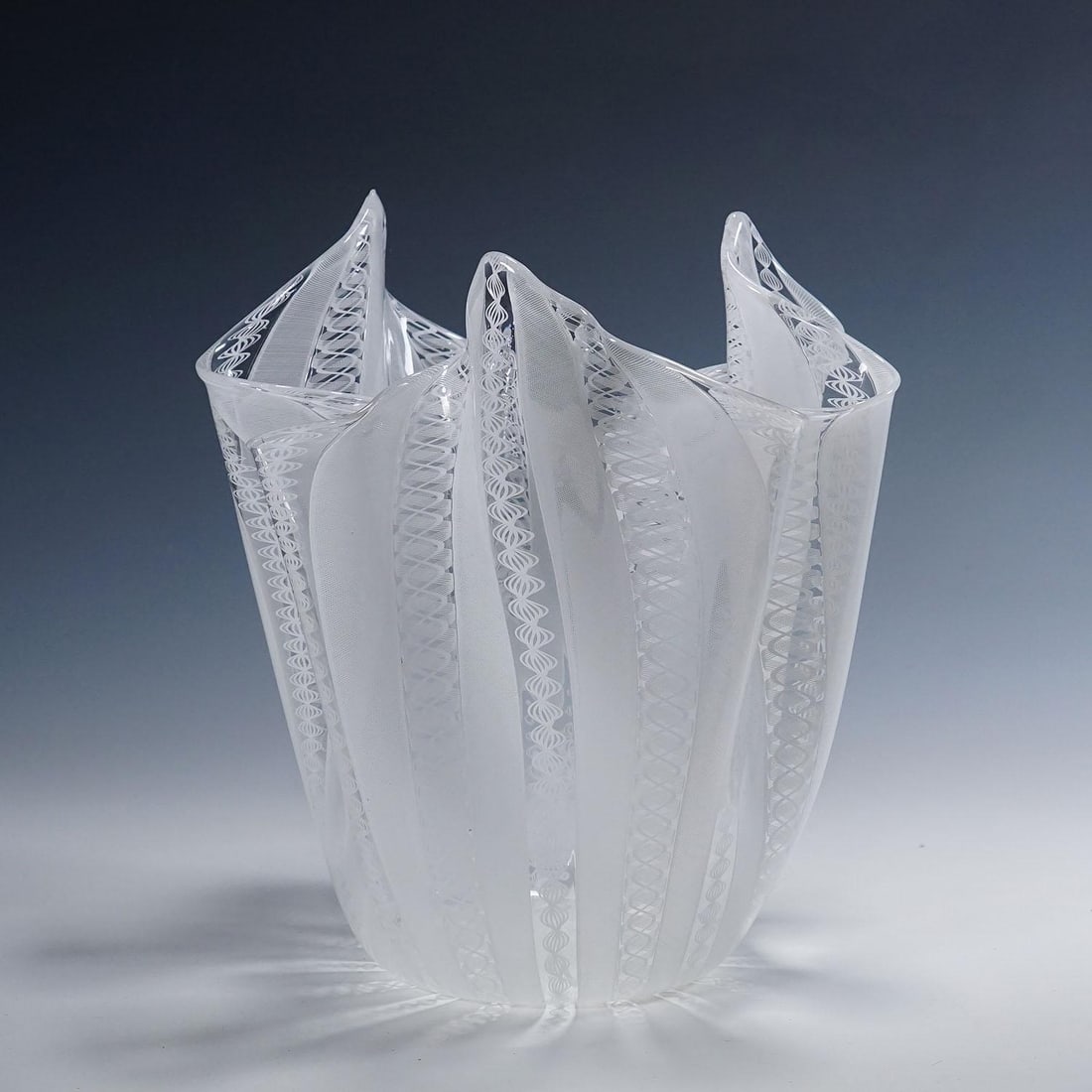 Large Fazzoletto Zanfirico Vase by Fulvio Bianconi for Venini, Venice Murano - 5