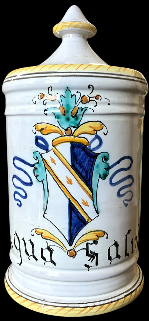 1960s Set of 3 Italian Majolica Apothecary Jars – Aqua Anisi, Rosmarinus & Aqua Salvia - 4