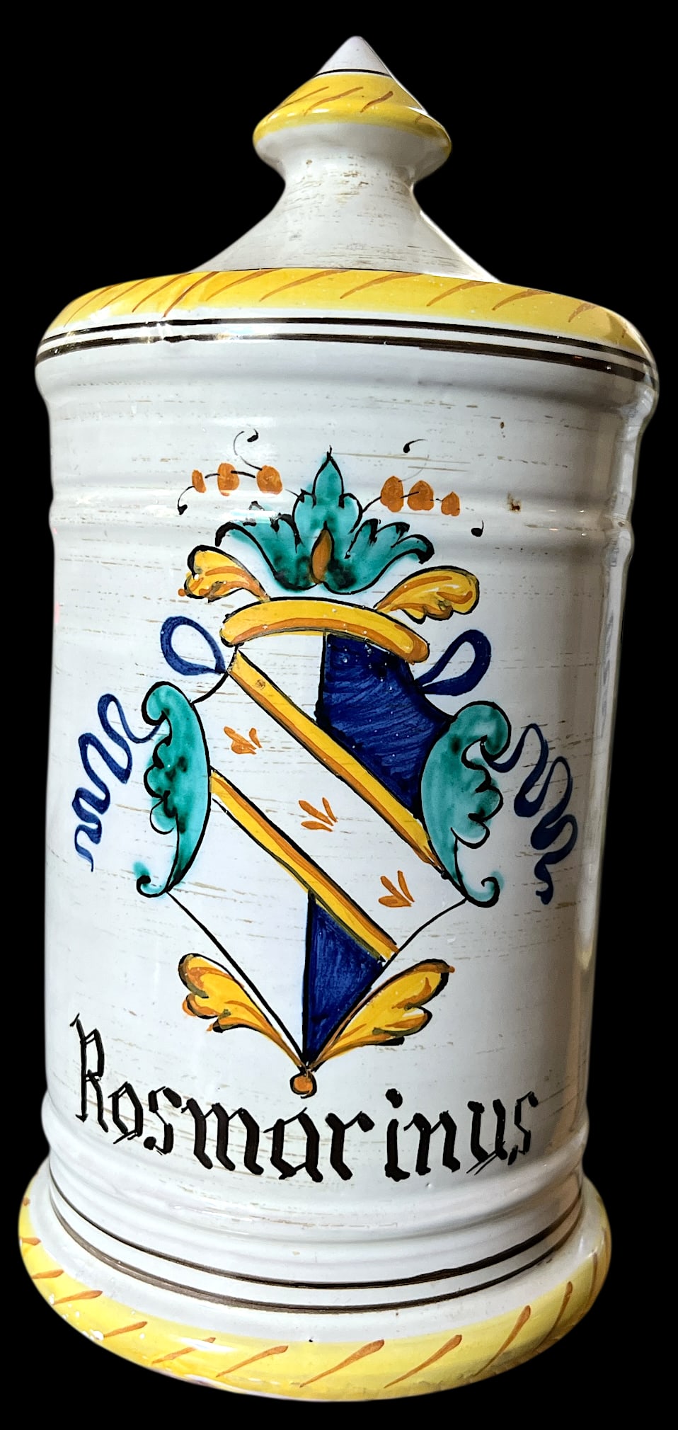 1960s Set of 3 Italian Majolica Apothecary Jars – Aqua Anisi, Rosmarinus & Aqua Salvia - 5