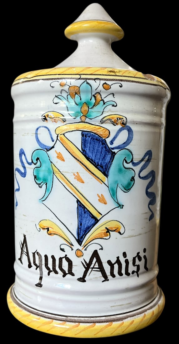 1960s Set of 3 Italian Majolica Apothecary Jars – Aqua Anisi, Rosmarinus & Aqua Salvia - 6