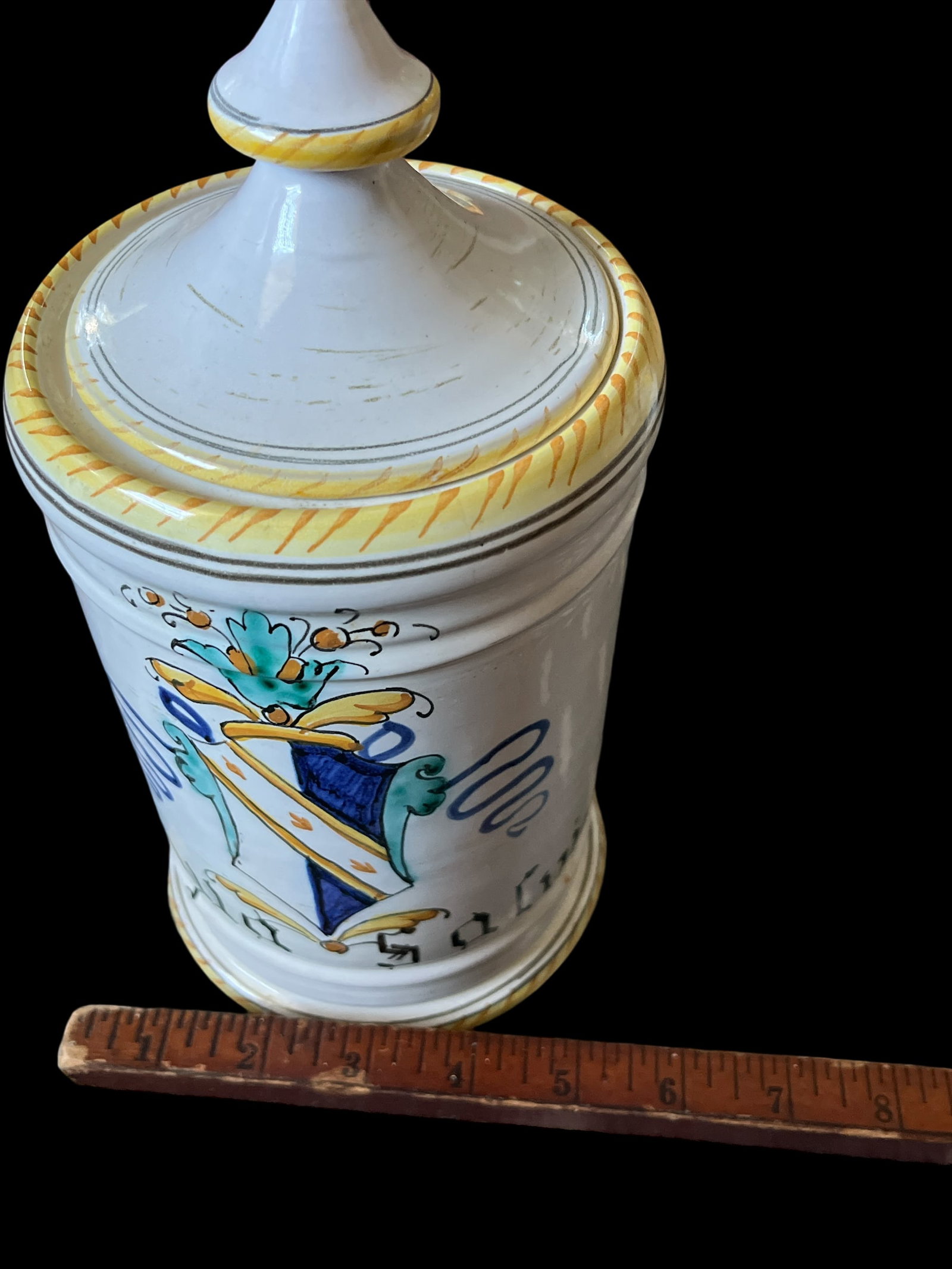 1960s Set of 3 Italian Majolica Apothecary Jars – Aqua Anisi, Rosmarinus & Aqua Salvia - 9