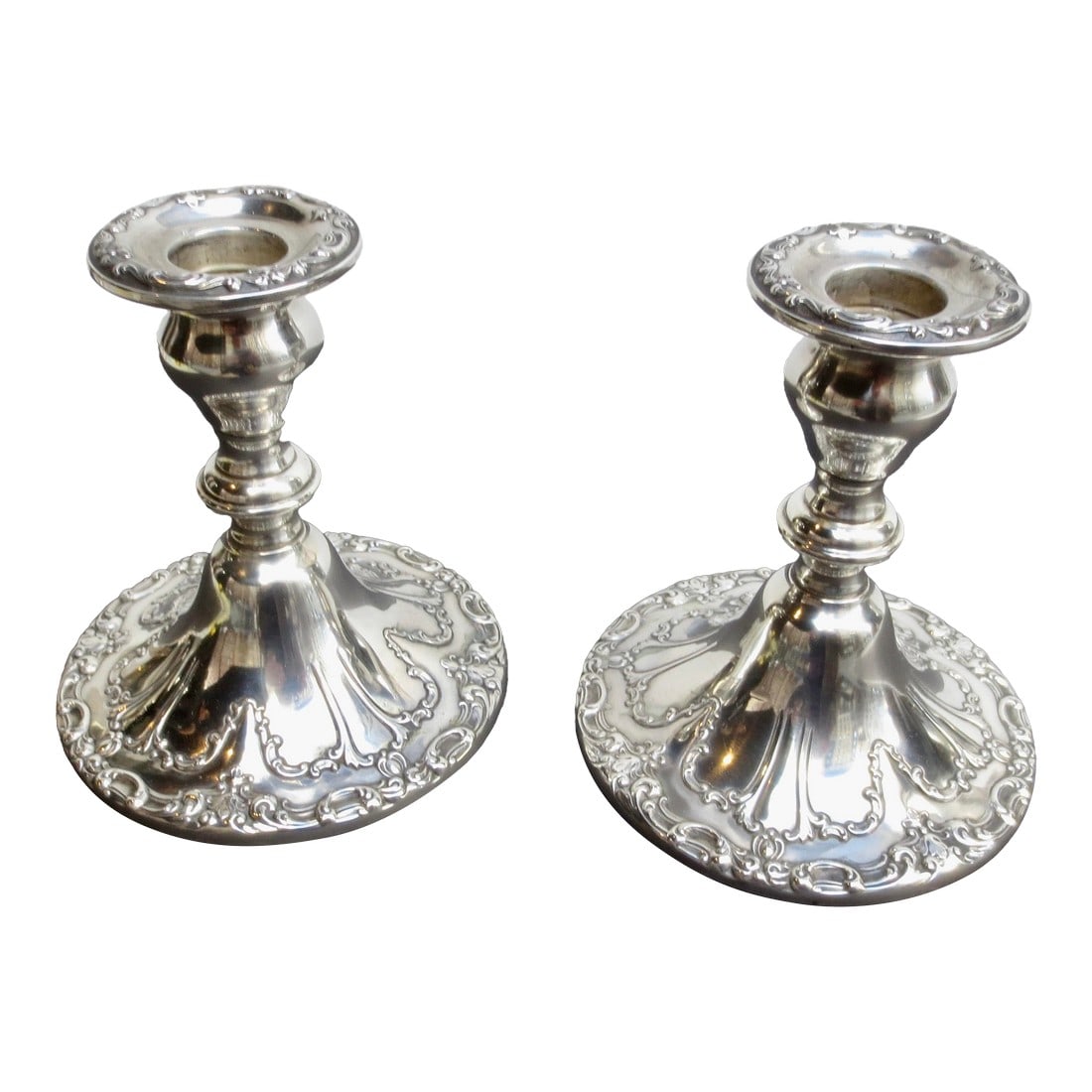 Gorham Sterling Silver Candlesticks- A Pair of 2 (1 of 4)