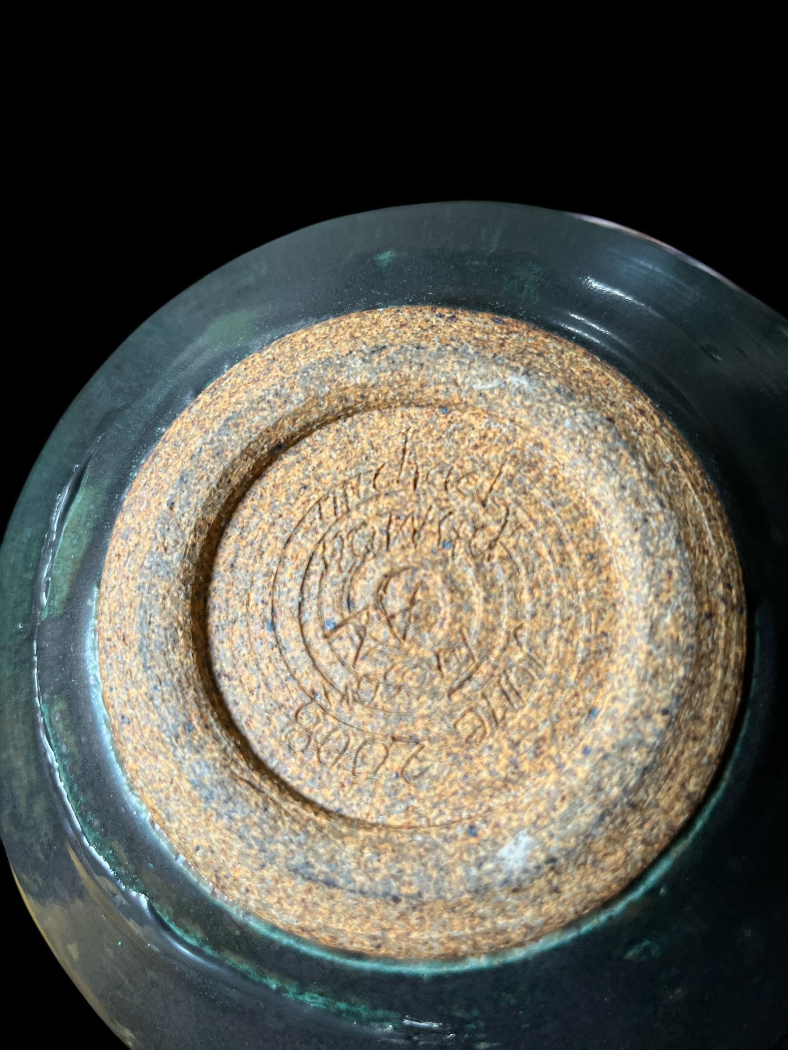 Signed Hand-Thrown Studio Pottery Vase With Verdigris Glaze | Brutalist / Axel Salto–Inspired - 6