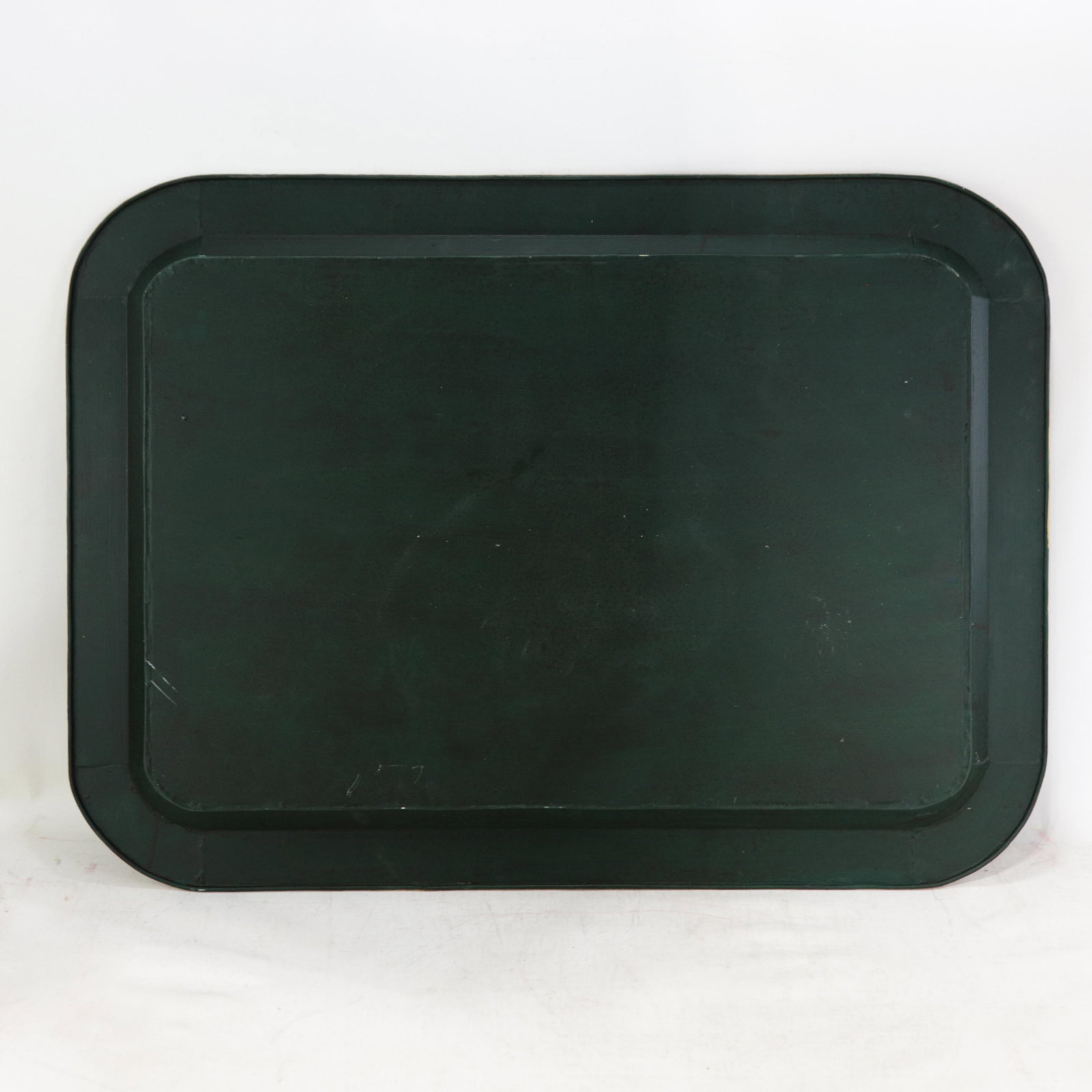 Vintage Dark Green Lacquer Rectangular Tray With Hand Painted Gold Asian Festival Scene and Chinoise - 5