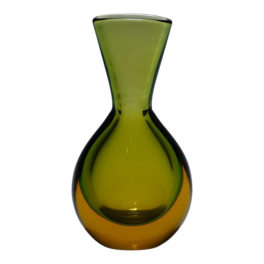Vase in Green and Amber Sommerso Glass, Flavio Poli for Seguso: Vase in Green and Amber Sommerso Glass, Flavio Poli for Seguso A vintage art glass vase, designed by Flavio Poli and manufactured by Seguso Vetri D'Arte Murano Venice in the 1960s. The vase is made