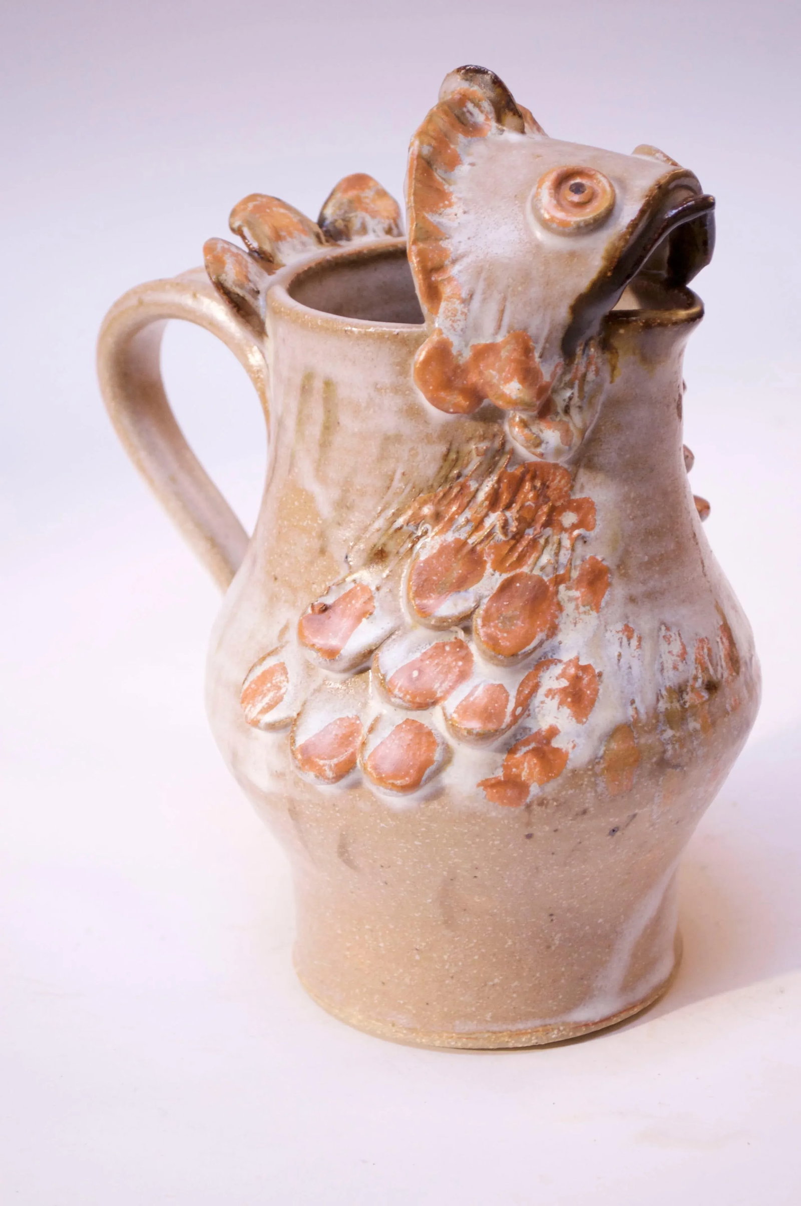 1976 American Studio Pottery 'Fish' Pitcher Signed Rush - 12