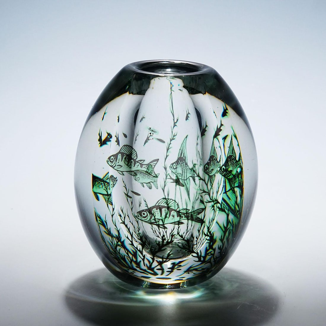 Vintage Fish Graal Vase by Edward Hald for Orrefors, Sweden 1963 - 4