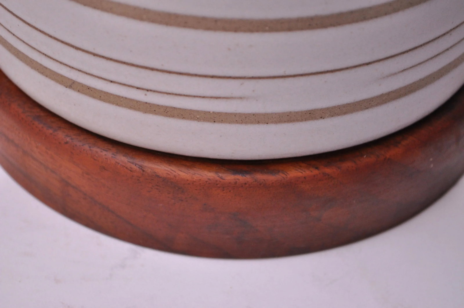 Large Gordon and Jane Martz Walnut and Ceramic Table Lamp with Finial - 11