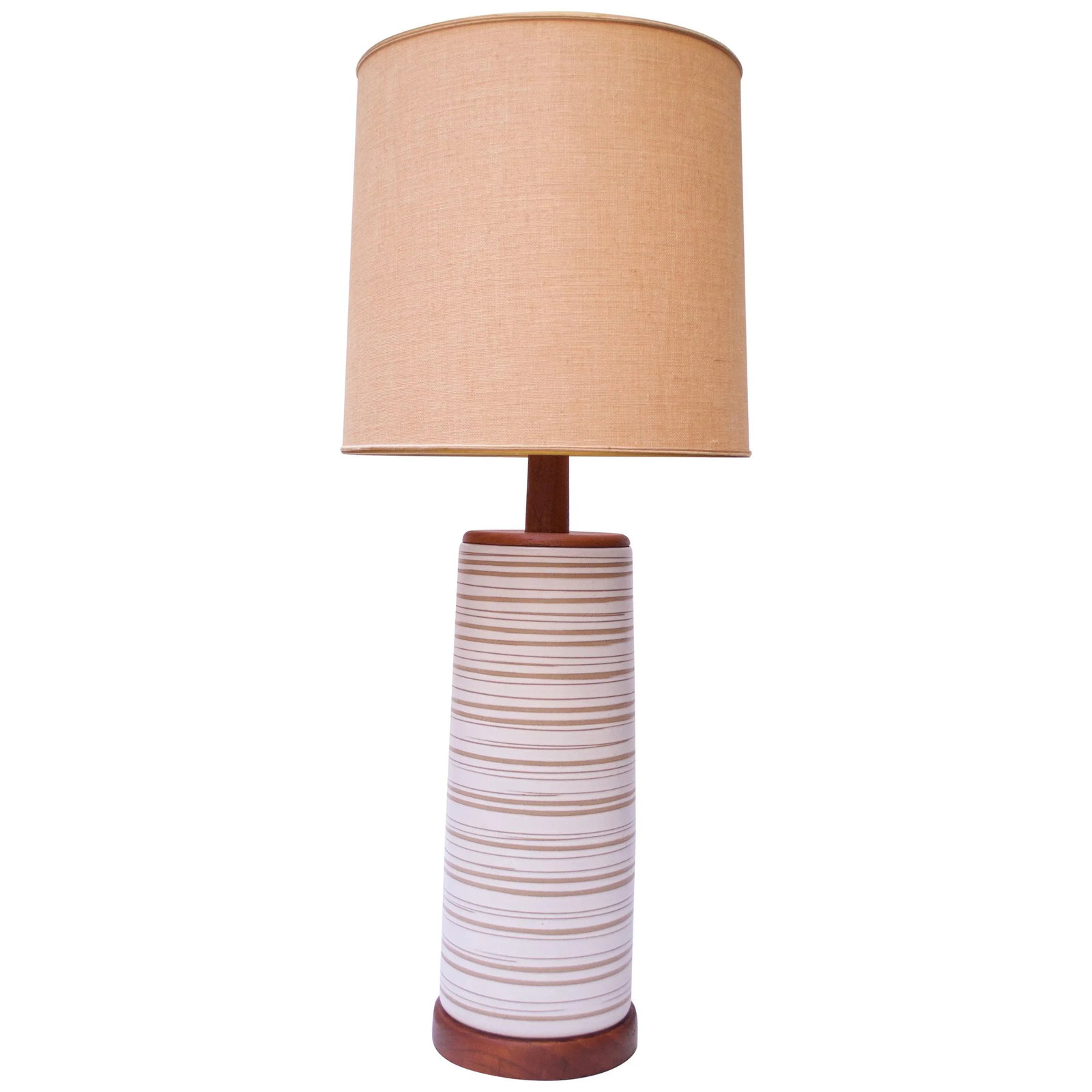 Large Gordon and Jane Martz Walnut and Ceramic Table Lamp with Finial - 13
