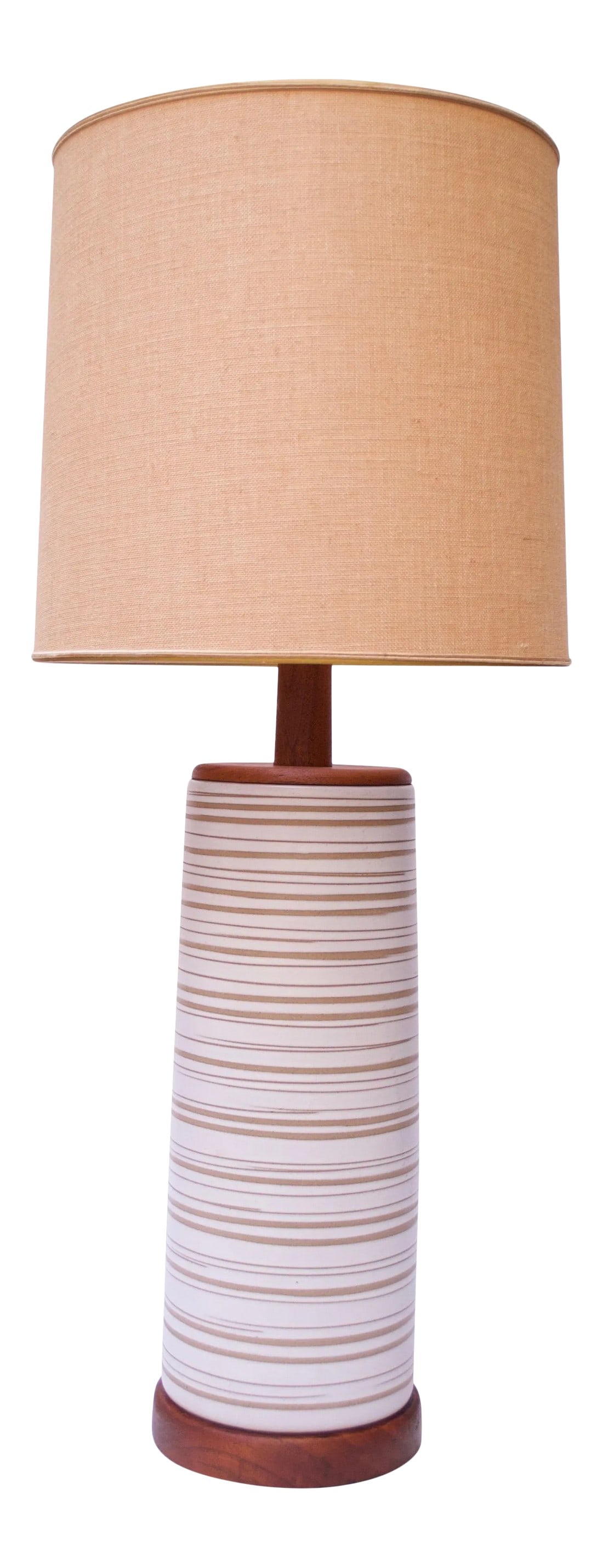 Large Gordon and Jane Martz Walnut and Ceramic Table Lamp with Finial (1 of 13)