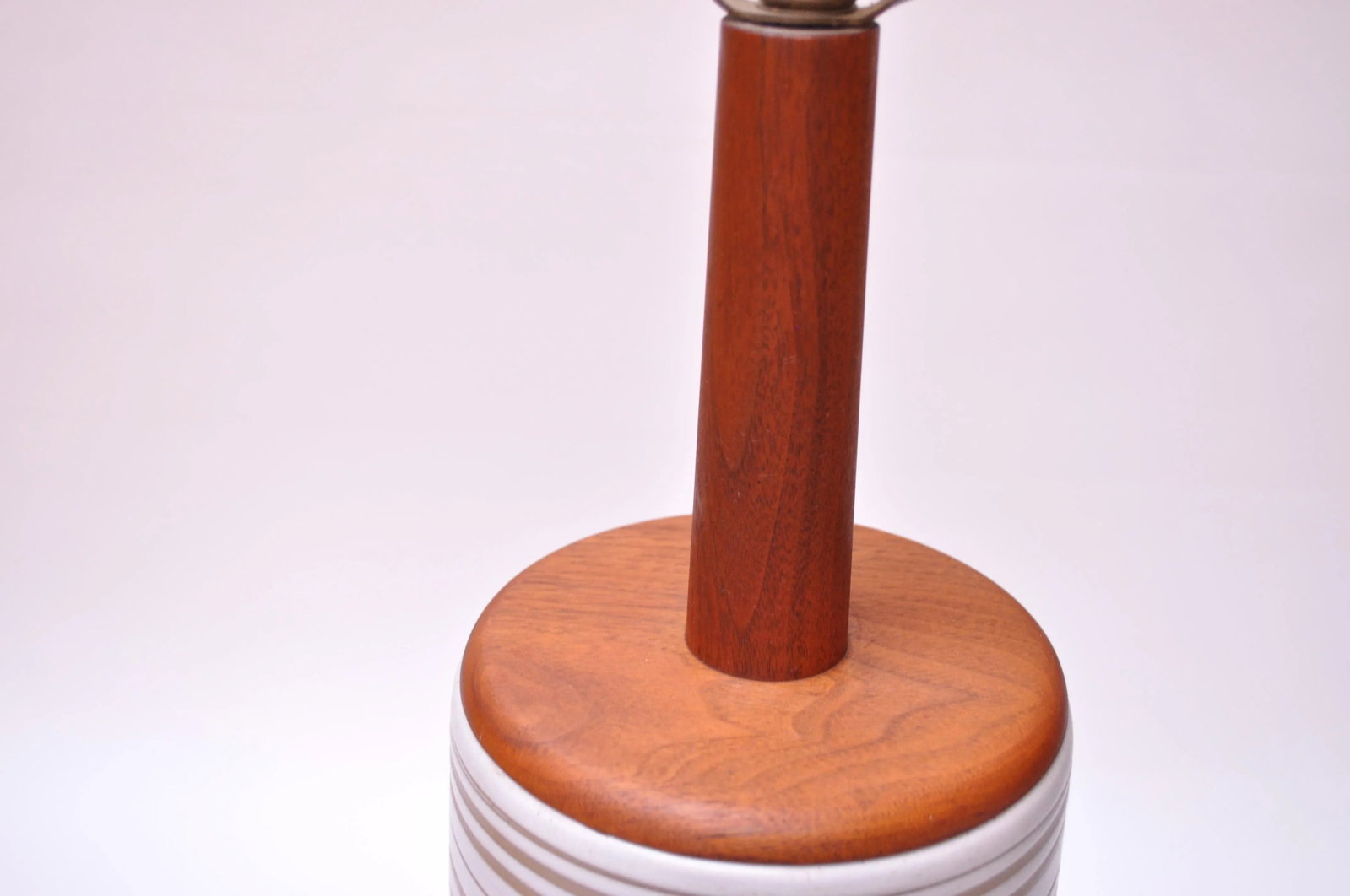 Large Gordon and Jane Martz Walnut and Ceramic Table Lamp with Finial - 6
