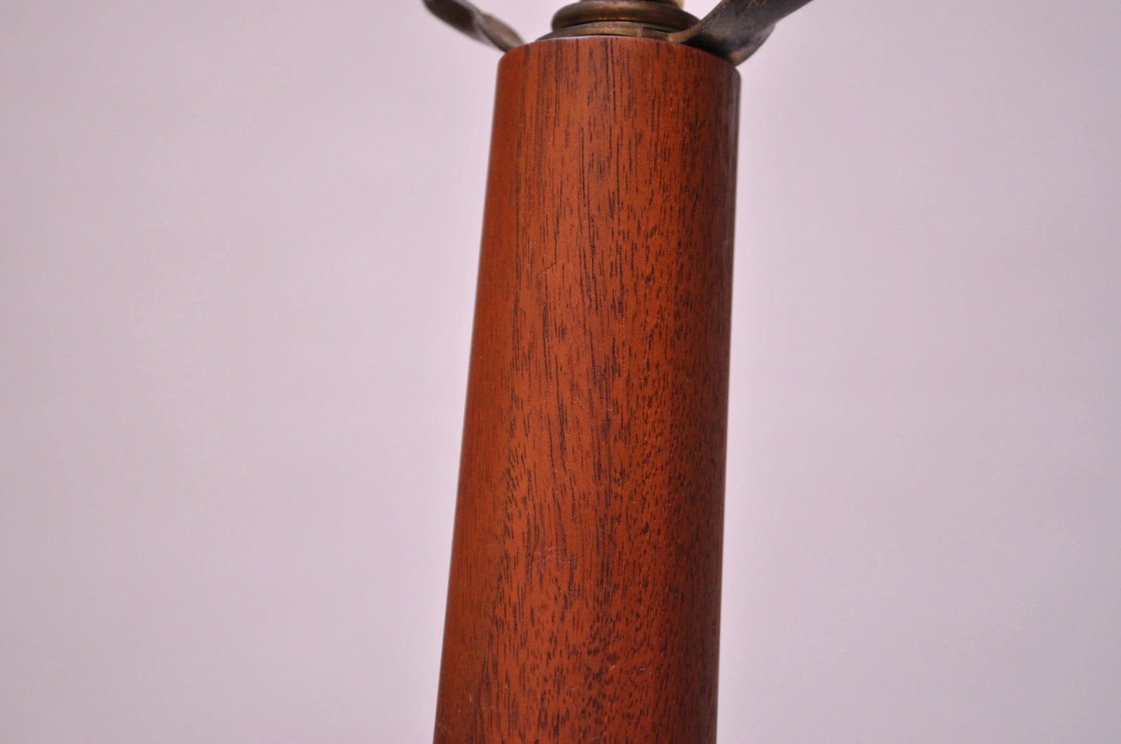 Large Gordon and Jane Martz Walnut and Ceramic Table Lamp with Finial - 9