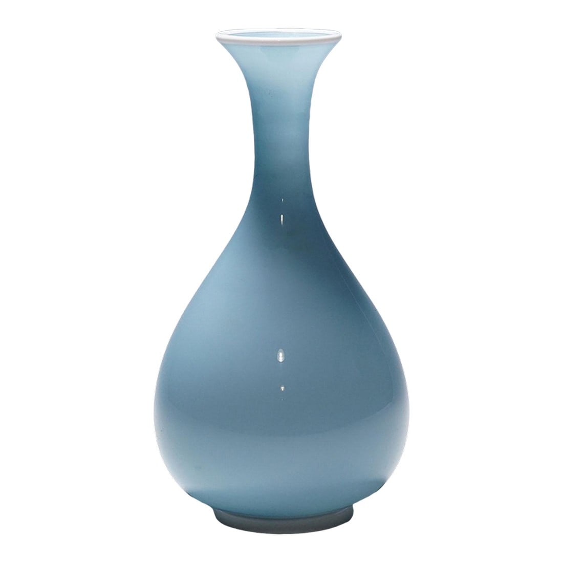 Tomaso Buzzi for Venini Vase in Light Blue and Lattimo Glass Ca. 1933: Tomaso Buzzi for Venini Vase in Light Blue and Lattimo Glass ca. 1933 A light blue Venini vase with lattimo glass rim and base. Designed by Tomaso Buzzi for Venini ca. 1933. Venini model number 3570. 