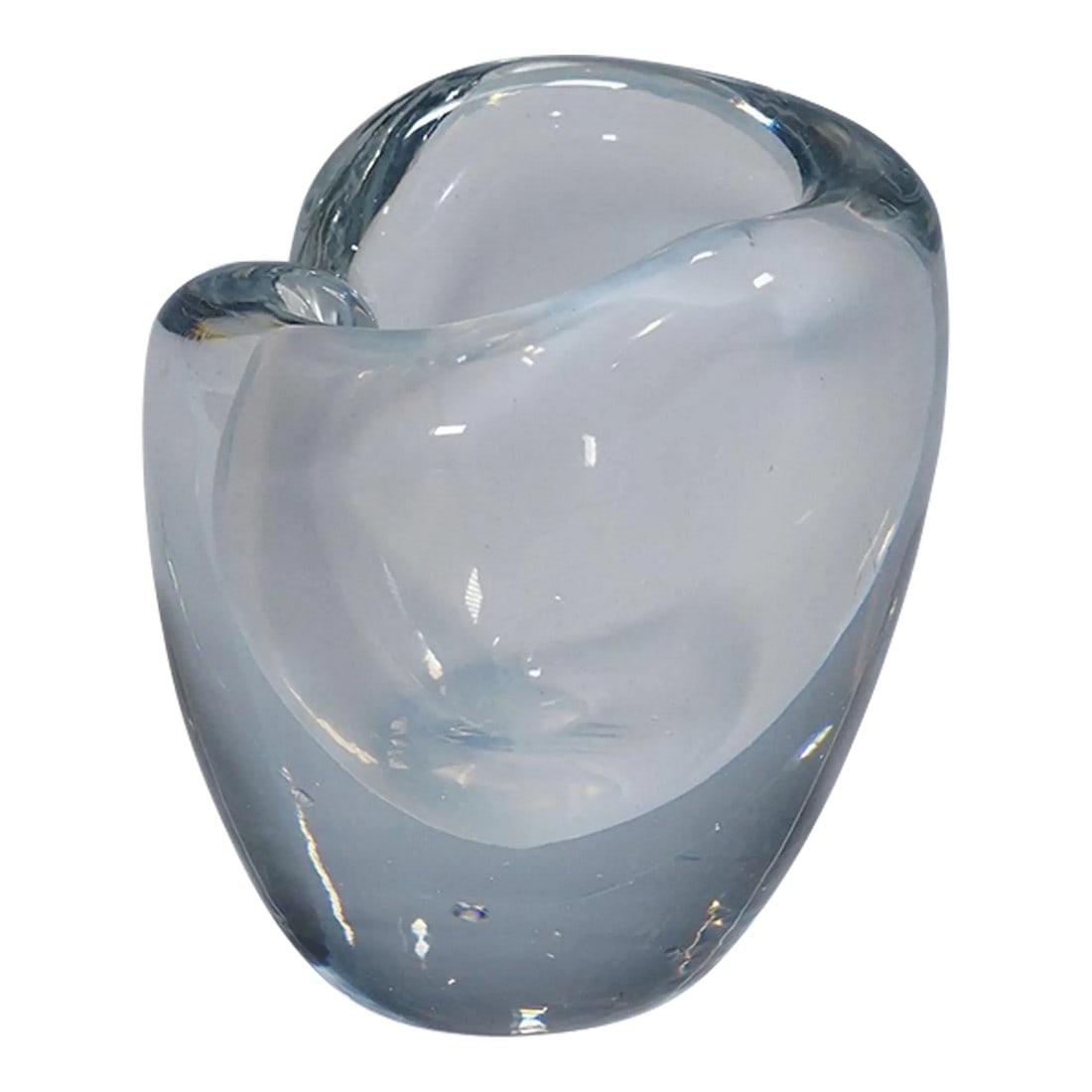 Rare Art Glass Vase by Tapio Wirkkala for Iittala 1950s: Rare Art Glass Vase by Tapio Wirkkala for Iittala 1950s A vintage art glass vase designed by Tapio Wirkkala for Iittala Glassworks in the 1950s. Mold blown crystal clear glass with a white glaze-like