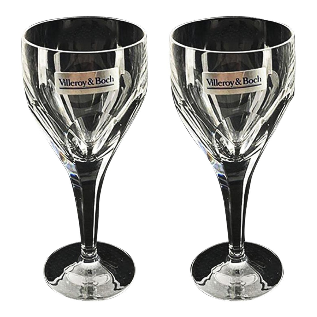 Villeroy & Boch Milano Pattern Crystal Wine Goblets- Set of 2: Set of 2 Villeroy & Boch Milano pattern wine goblets. Vintage art deco style glasses with factory labels still affixed. Makes a great wedding or house warming gift. Condition: Alterations: Original