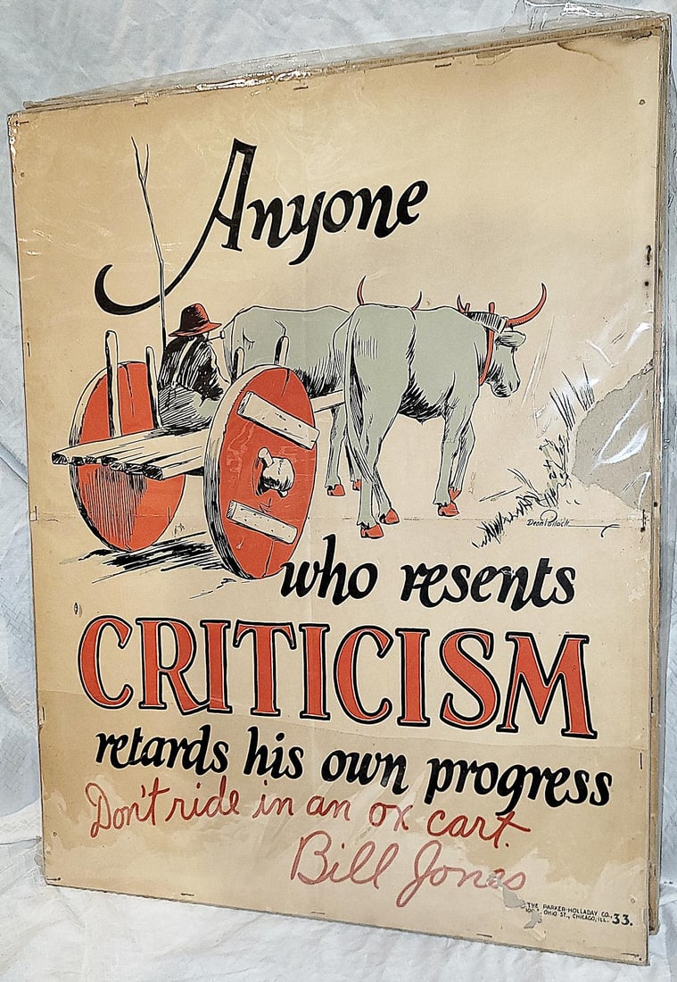 Original 1928 Large Bill Jones Motivational Poster - 2