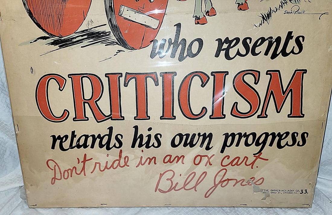 Original 1928 Large Bill Jones Motivational Poster - 4