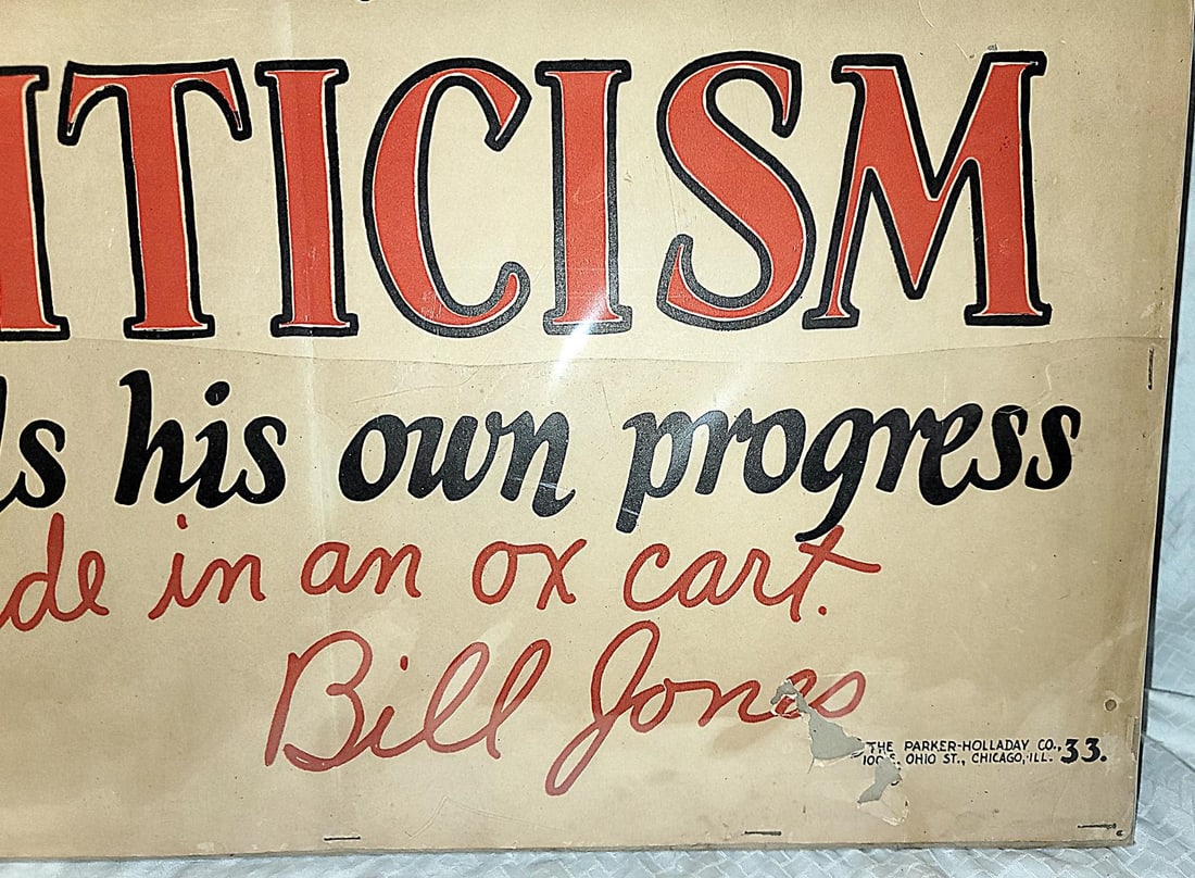 Original 1928 Large Bill Jones Motivational Poster - 5