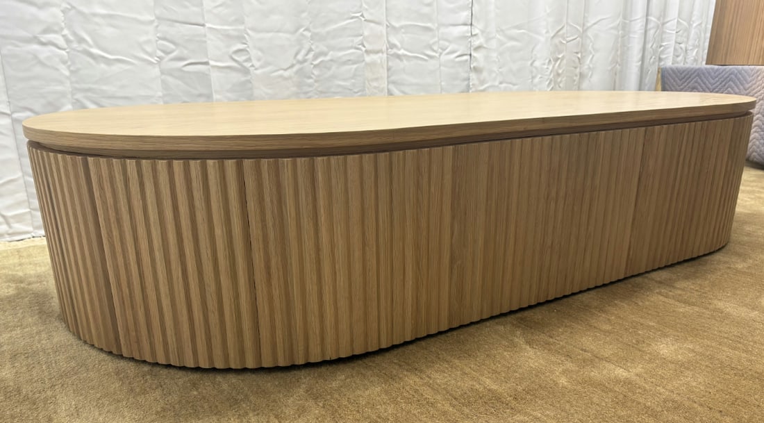 Rh Byron Coffee Table "” 64" Light Oak | Reeded American White Oak | Artisan Crafted - 11