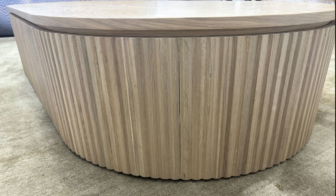 Rh Byron Coffee Table "” 64" Light Oak | Reeded American White Oak | Artisan Crafted - 15
