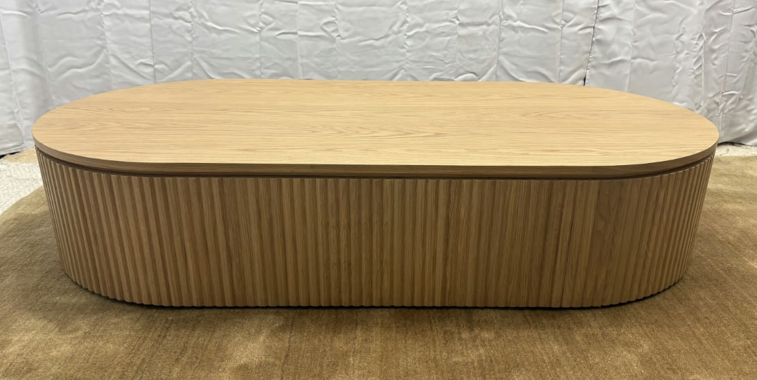 Rh Byron Coffee Table "” 64" Light Oak | Reeded American White Oak | Artisan Crafted - 18