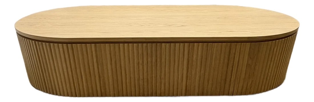 Rh Byron Coffee Table "” 64" Light Oak | Reeded American White Oak | Artisan Crafted: RH Restoration Hardware Byron Coffee Table "” 64" Light Oak | Reeded American White Oak | Artisan Crafted New Open Box | Sculptural Profile | Designed by Harrison & Nicholas Condos Configured