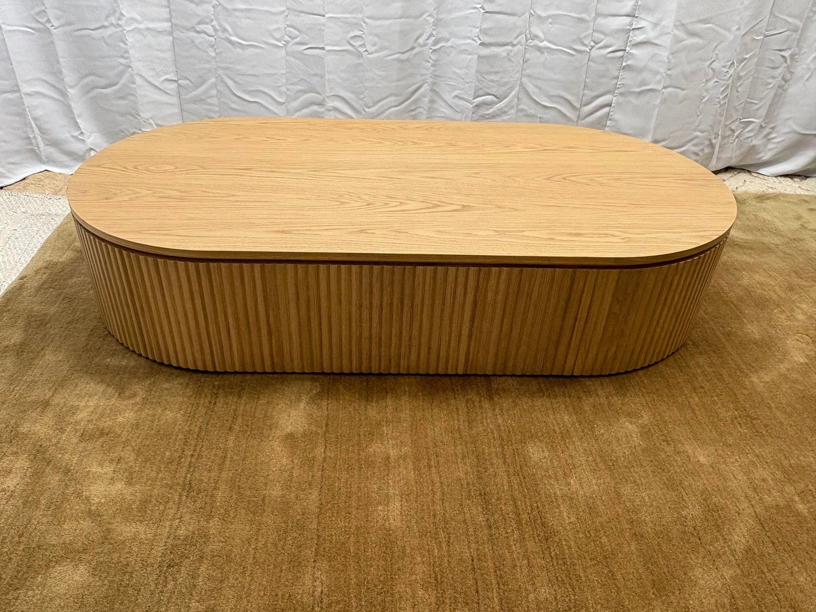 Rh Byron Coffee Table "” 64" Light Oak | Reeded American White Oak | Artisan Crafted - 4