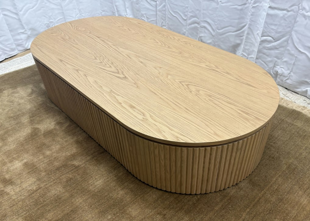 Rh Byron Coffee Table "” 64" Light Oak | Reeded American White Oak | Artisan Crafted - 6