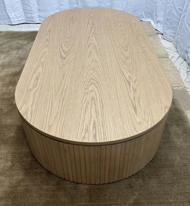 Rh Byron Coffee Table "” 64" Light Oak | Reeded American White Oak | Artisan Crafted - 7