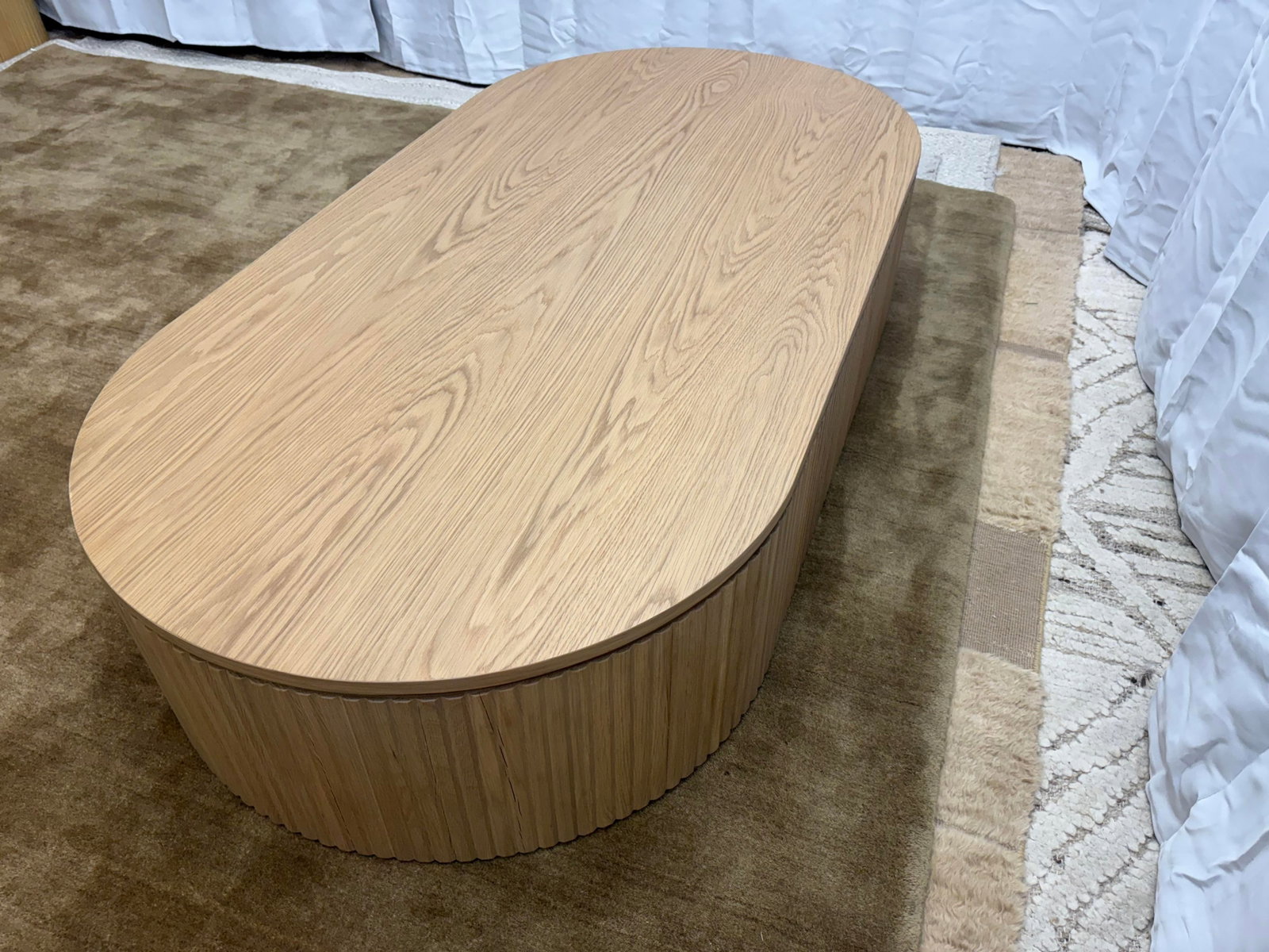 Rh Byron Coffee Table "” 64" Light Oak | Reeded American White Oak | Artisan Crafted - 9