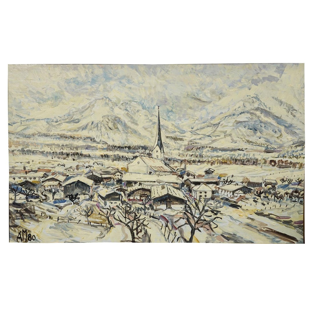 Alexander Michael Oil Painting of Bergen in Winter 1980 - 4