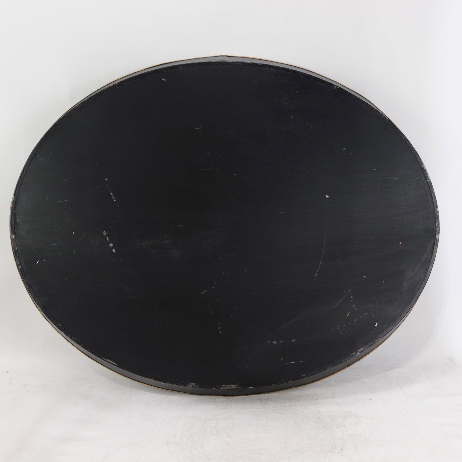 Vintage Hand Painted Tole Tray Black Lacquer With Classical Cameo Portrait and Golden Owl Motif - 10