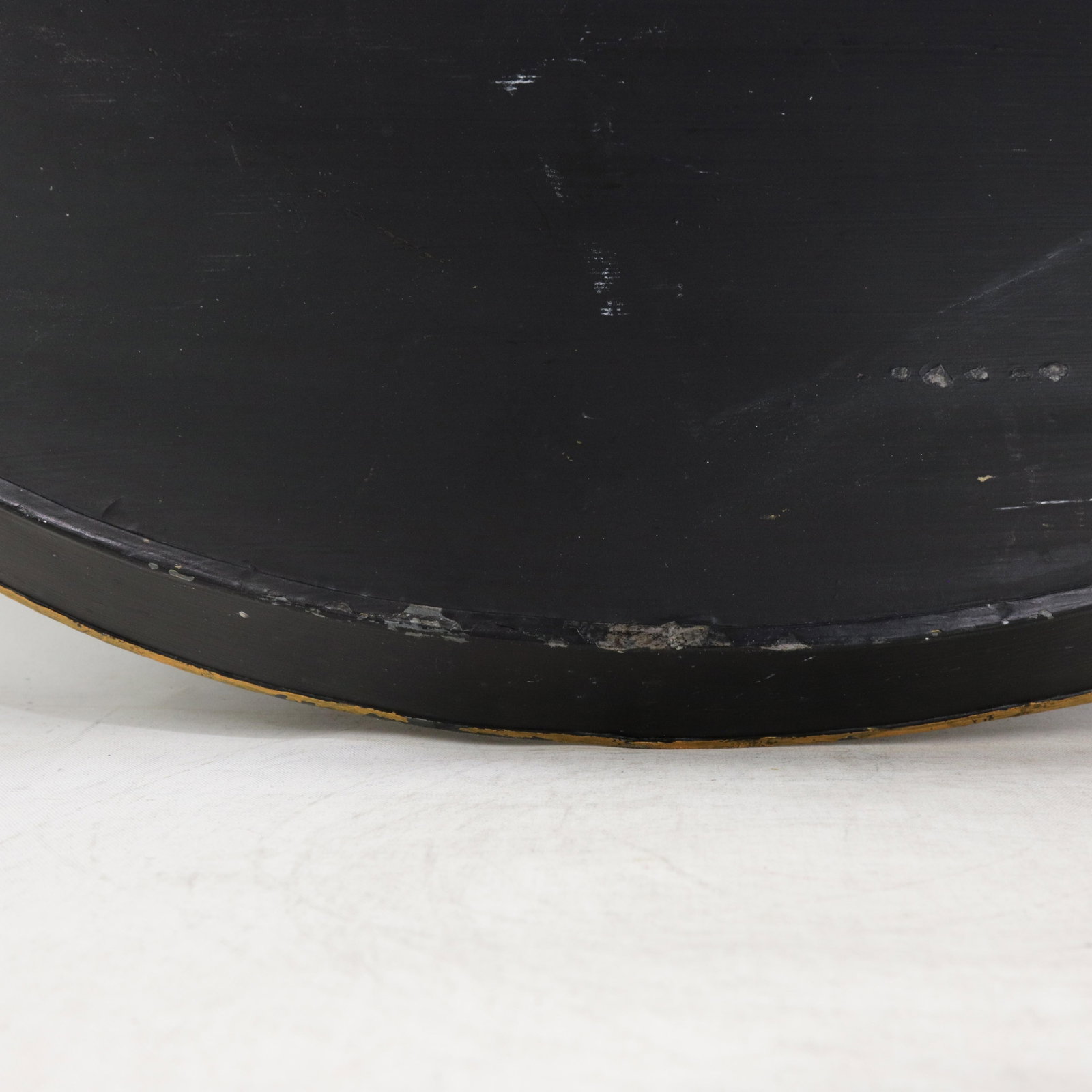 Vintage Hand Painted Tole Tray Black Lacquer With Classical Cameo Portrait and Golden Owl Motif - 12