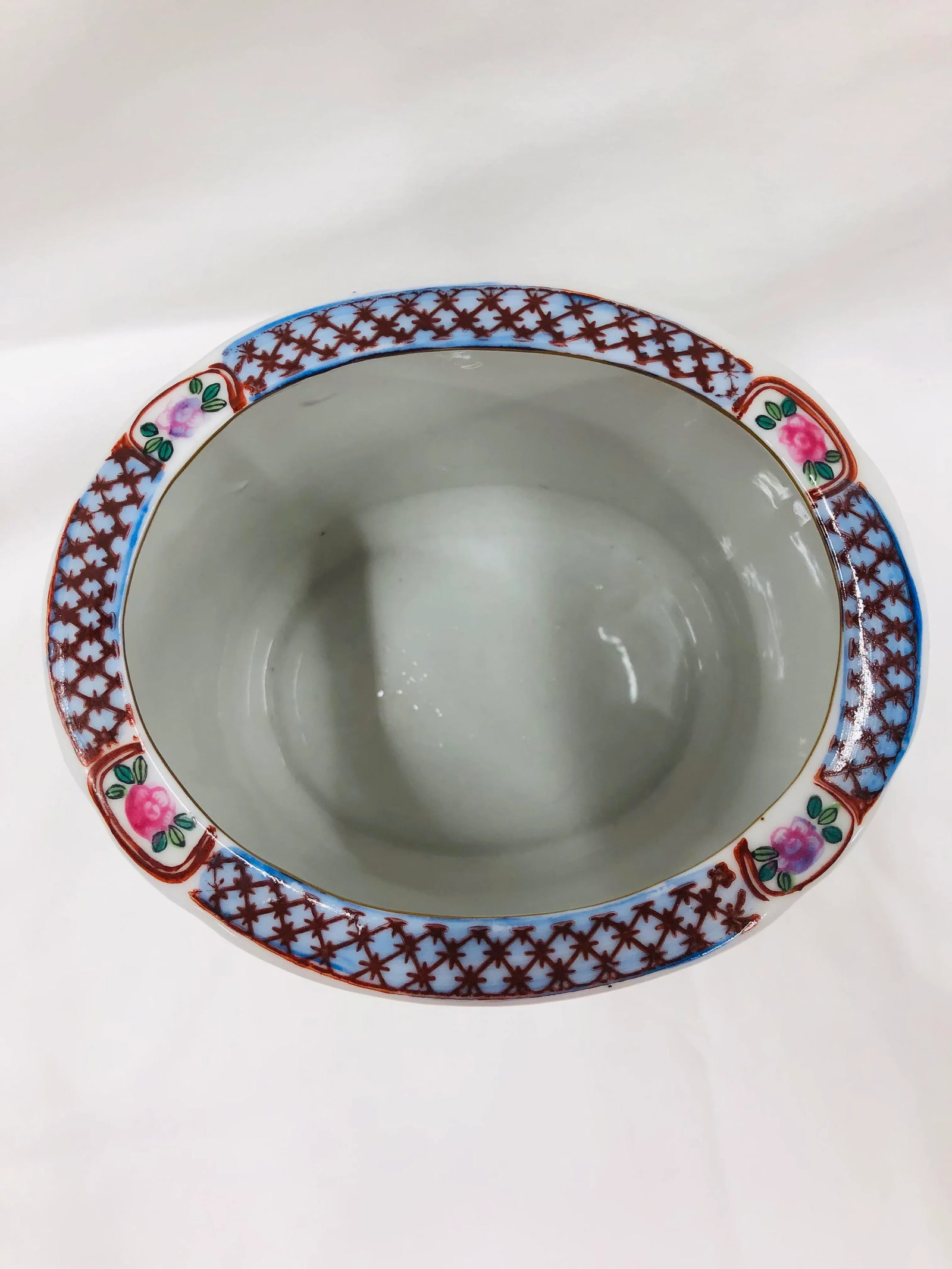 Mid Century Hand Painted Floral/Bird Design Cachepot - 7