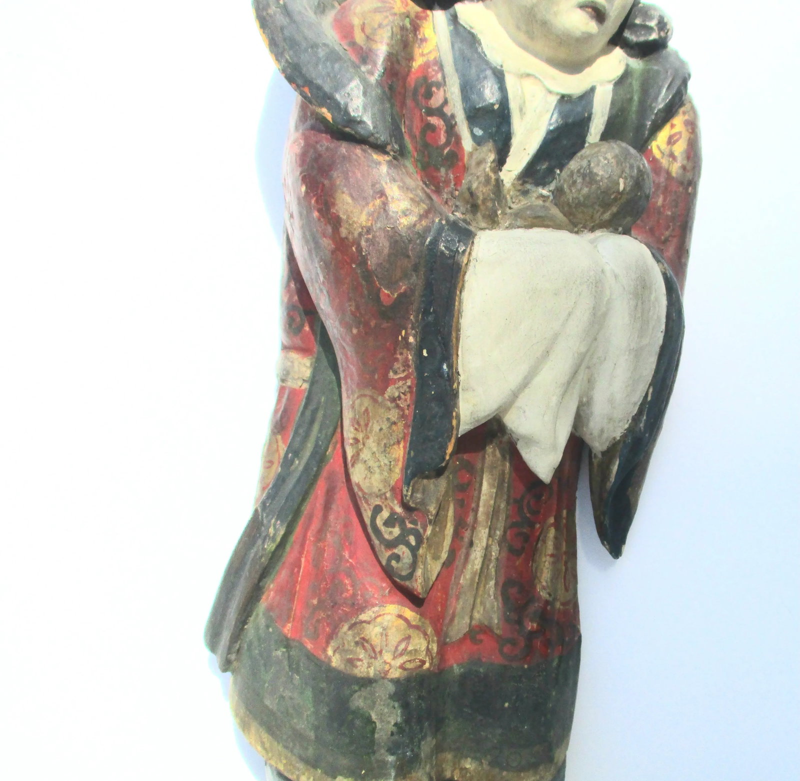 Antique Wooden and Polychromed Japanese Mother and Child - 4