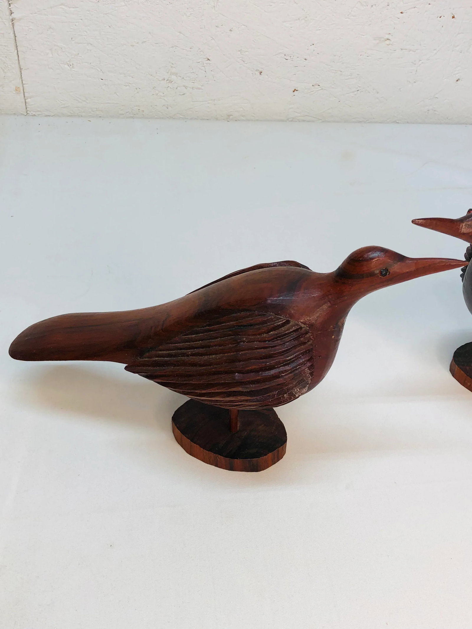 Hand Carved Wooden Bird Figures - a Pair - 2