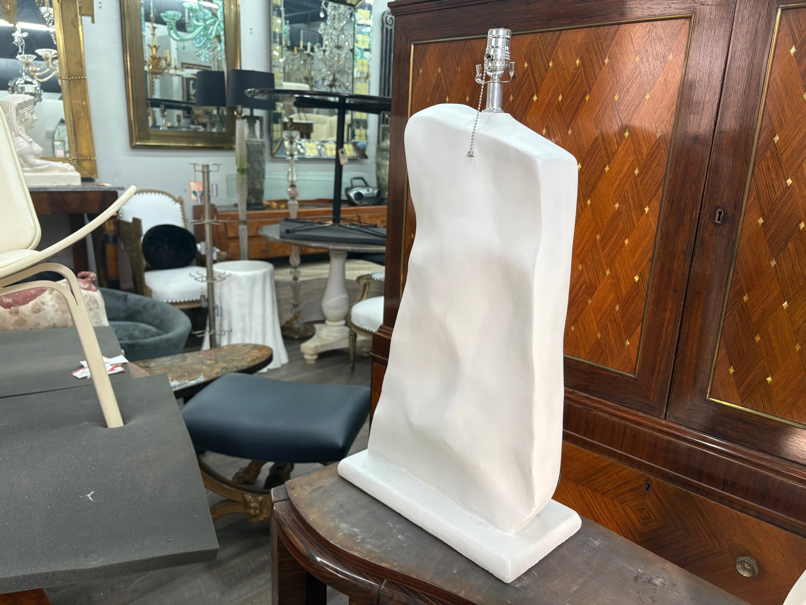 1950s Pair of French Modern Plaster Lamps - 9