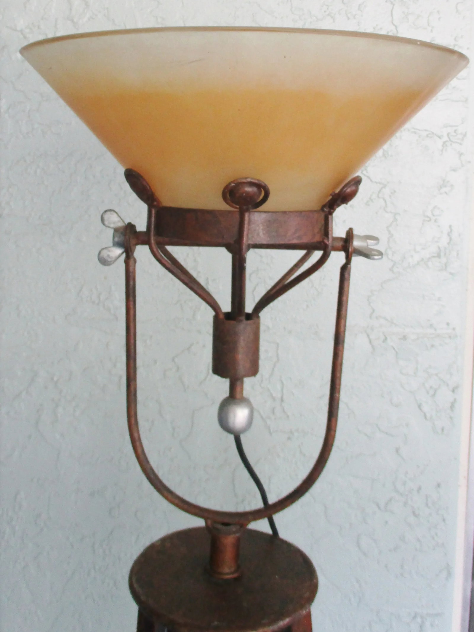 Vintage 1950s Industrial Steampunk Bronze Tripod Spotlight Floor Lamp With Lucite Shade - 2