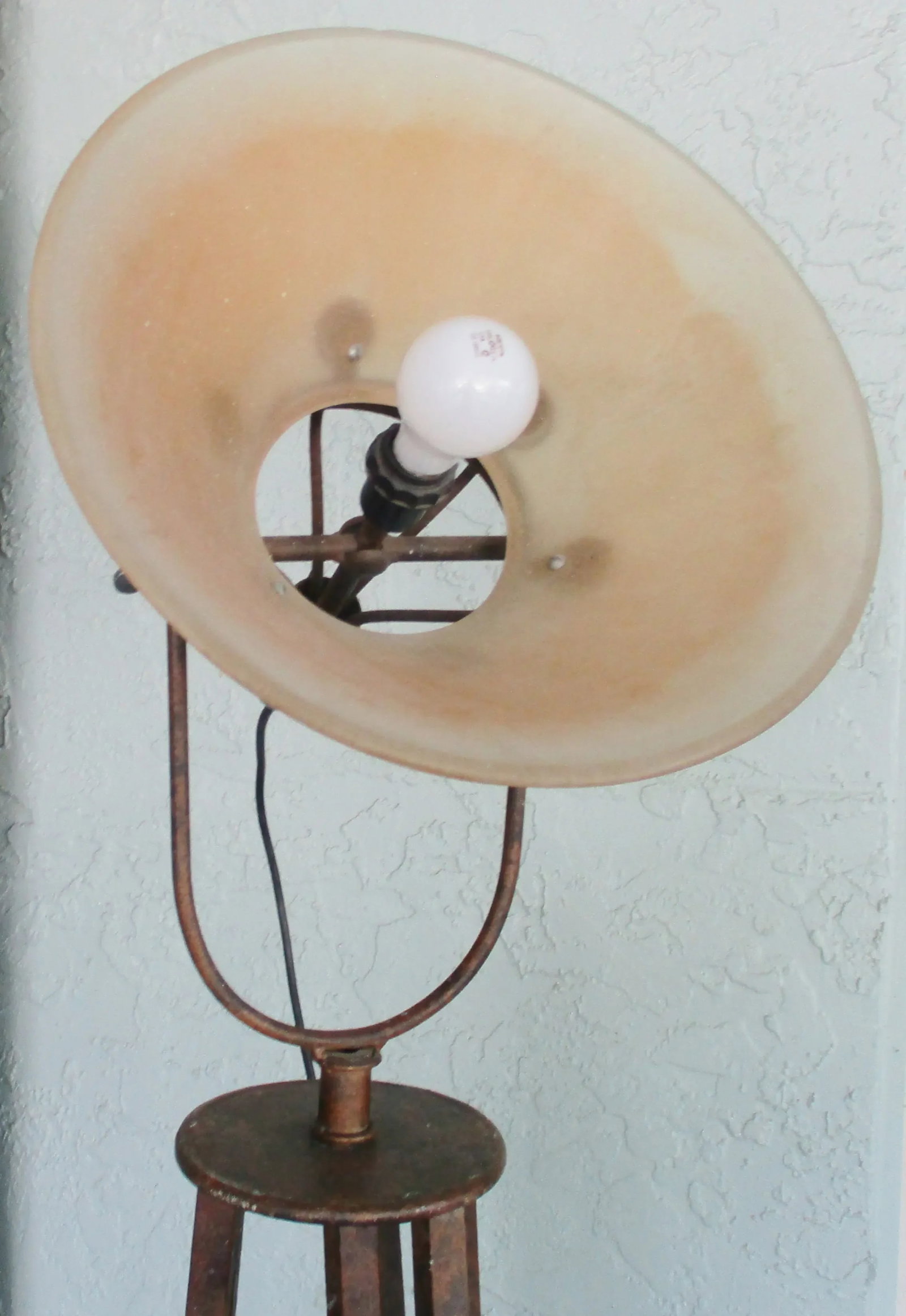 Vintage 1950s Industrial Steampunk Bronze Tripod Spotlight Floor Lamp With Lucite Shade - 8