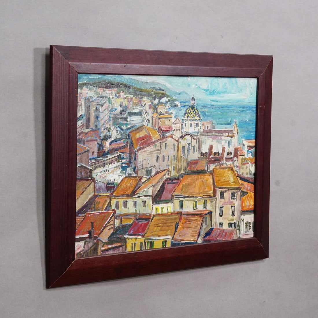 Alexander Michael Oil Painting of a Southern Italian Coastal Town, 1978 - 2
