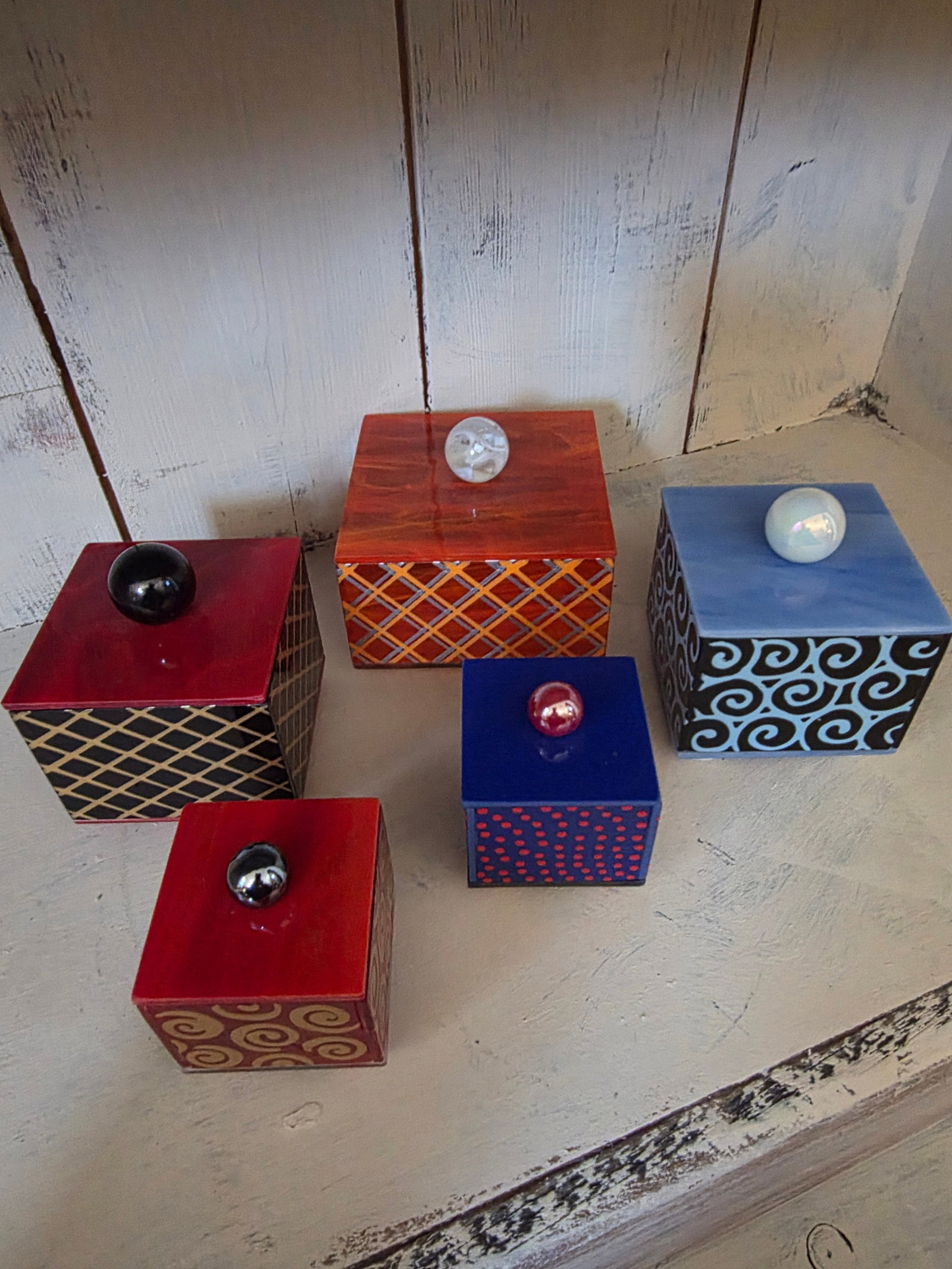 Collection of Art Glass Boxes - 6
