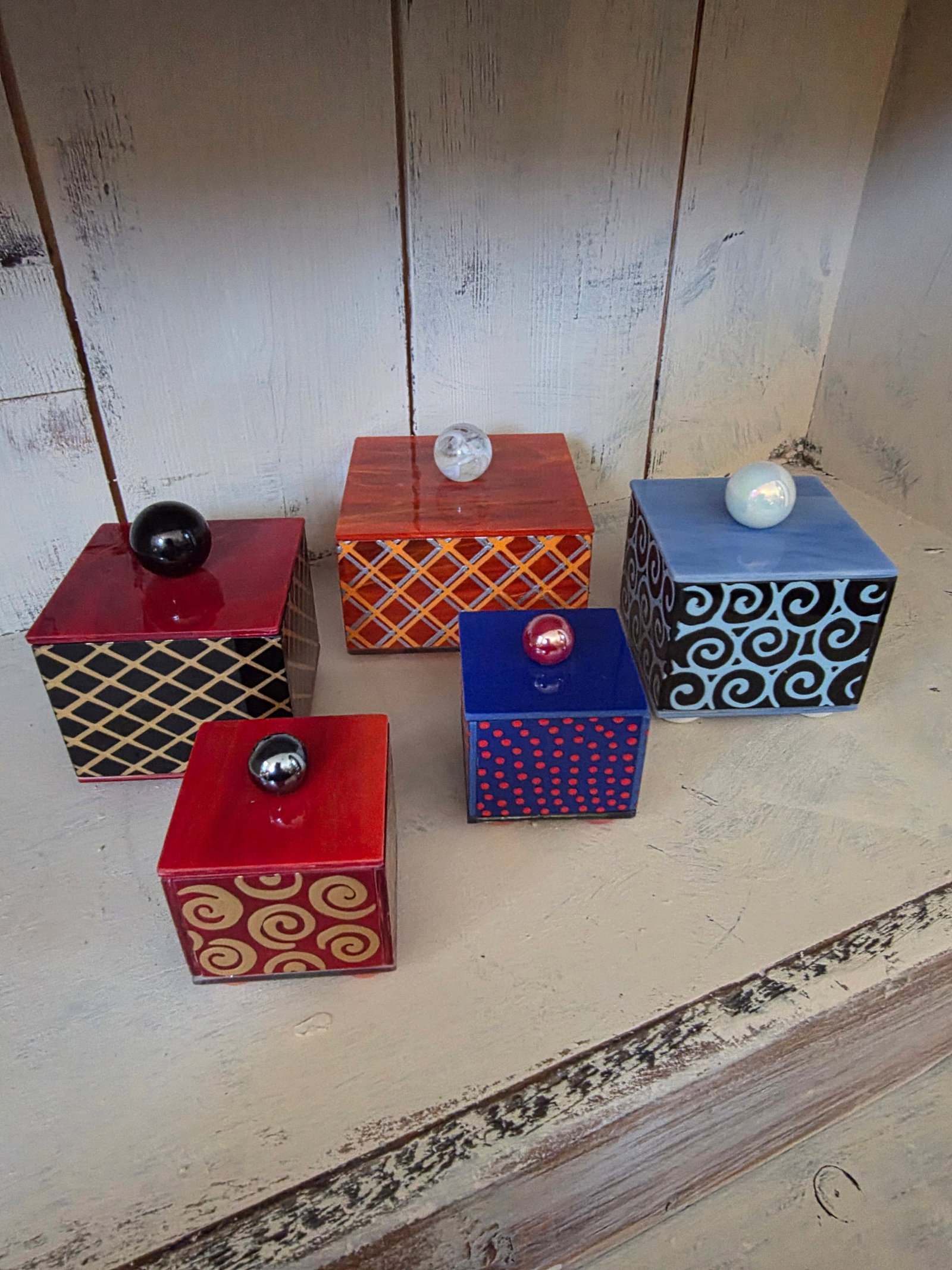 Collection of Art Glass Boxes - 7